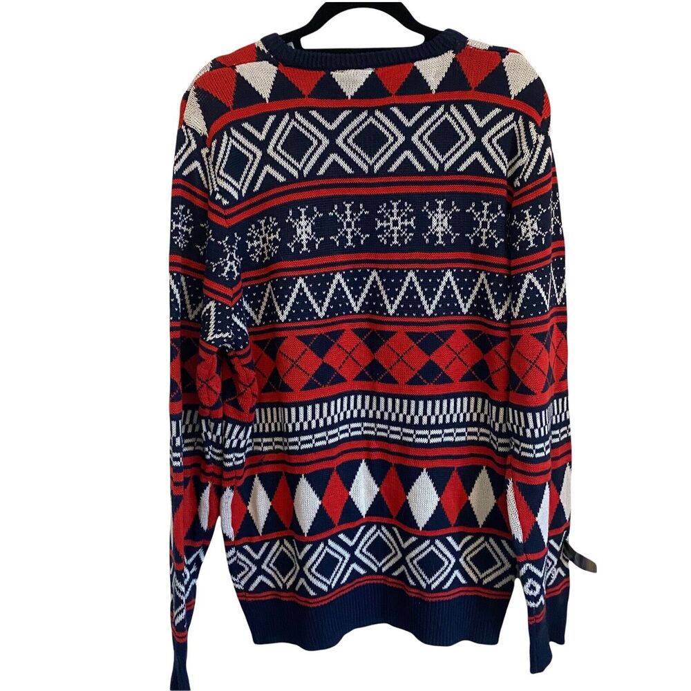 NFL Team Apparel Mens Size Large Sweater Holiday Patriots New England Red Blue - Picture 9 of 9
